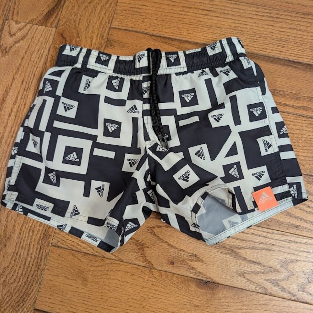 Adidas Black/White Swim Shorts aged 8 years